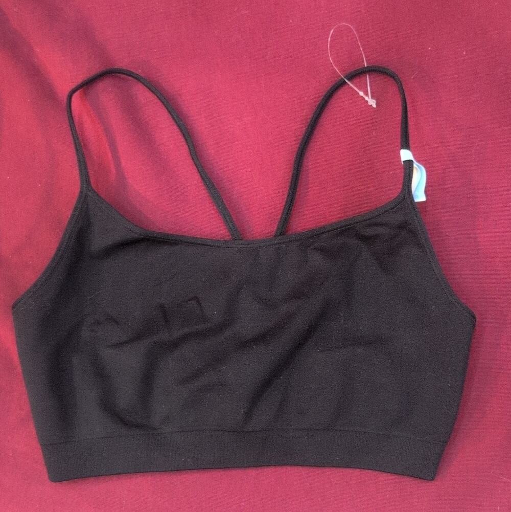 Love by Gap Seamless Wireless Bralette Bra Pullover Spaghetti Straps S Black